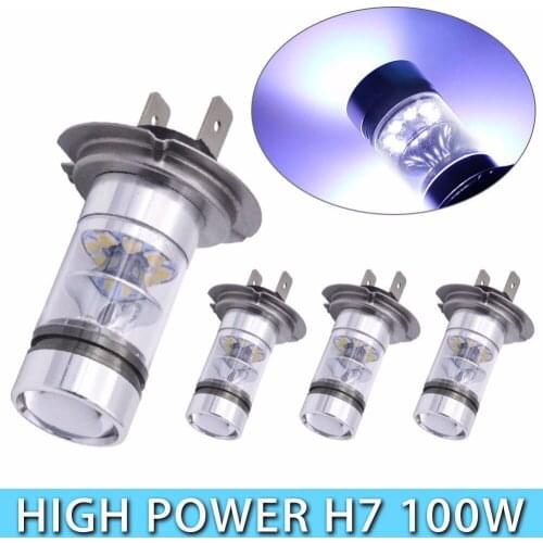 2X 12V 8000K Cold White H7 100W CREE Chip LED Fog Tail Driving Car Fog Driving Light Lamp Lampada Faro Blanc Bulbs Super Bright