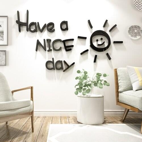 3D NIce day Acrylic Mirror effect DIY Wall Sticker Design for living room Kindergarten kids room Wall Decoration