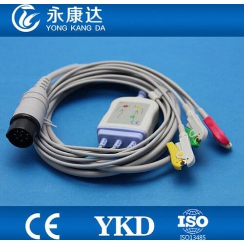 3pcs/pack Nihon Kohden One-piece 3-lead ECG Cable IEC Clip