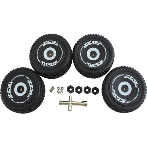 4x RC Rubber Front & Rear Tire w/ Bolt Screw Sleeve Set for WLtoys 124018 1/12 RC Car Buggy Off-road Spare Parts