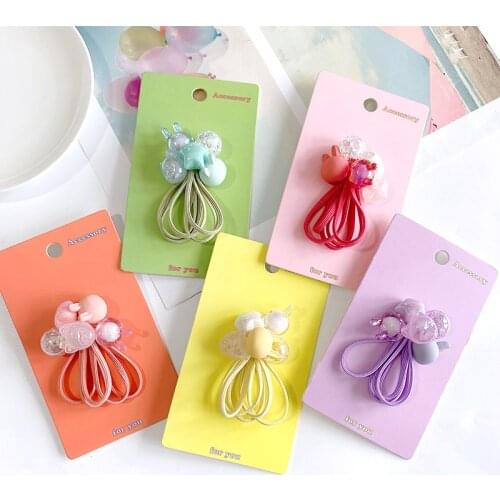 5 Pcs/Set Cute Hair Rope Suit Childrens Hair Accessories No Hair Injury Tie Hair Rubber Band Girls Headdress Hair Circle