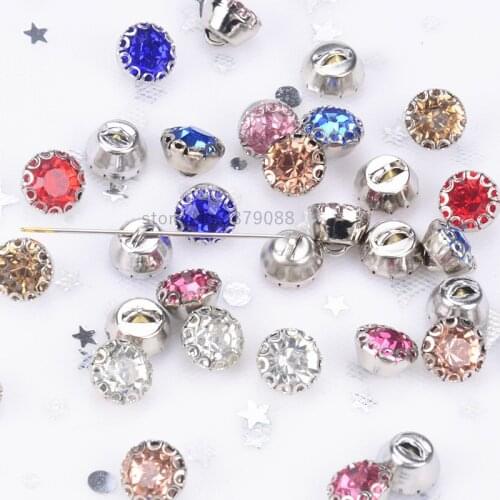 50Pcs 9Mm Crystal Glass Diamond Strawberry Flower Rhinestone Sewing Claw Buttons Shirt/Cardigan/Sweater Ball Decorative Buckle