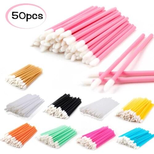 50Pcs Disposable Lip Brush Velour Applicators Lipstick Mascara Wands Lash Extension Make Up Eyelash Brushes Women Accessories