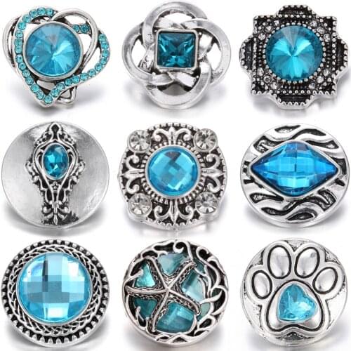 6pcs/lot 18mm Snap Jewelry Rhinestone Metal Snap Buttons Jewelry Fit DIY Snap Button Bracelet Necklace for Women Men Jewelry