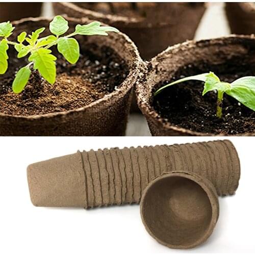 60PCS Degradable Pulp Nursery Cup Round Seed Seedling Pot Nursery Cup Kit Biodegradable Flower Seed Starter Home Cultivation 6*6