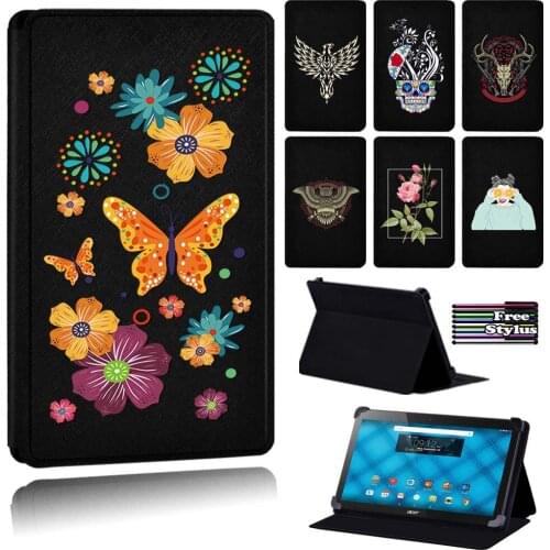 Case for Acer Iconia A3-A10 10.1"/Iconia One 10 B3-A10/A20/A30A40/A50 Cartoon Print Leatner Stand Cover Case + Free Stylus