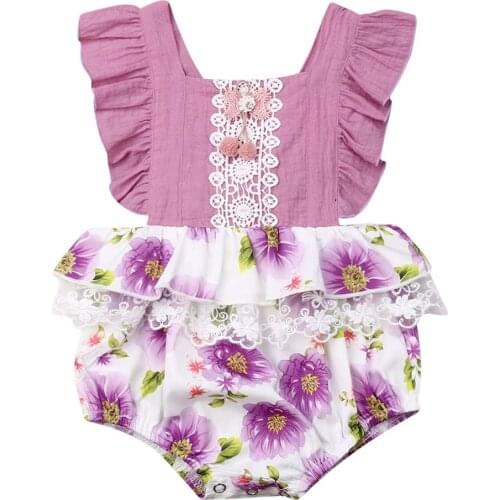 0-3T Newborn Kid Baby Girl Clothes Ruffle Floral Lace Bodysuit Elegant Cute lovely Princess Outfits Sunsuit Body Top