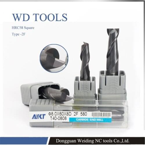 HRC58 2pcs of 5mm 5.0X100LX5/6D 100L factory wholesale coating carbide mills for stainess steel