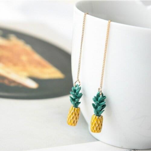 Korean fashion jewelry simple fruit pineapple earrings bohemian long tassel ear bohemian tassel earrings