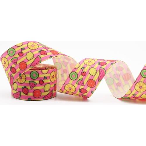 Cartoon Fruit Printed Grosgrain Ribbons 1'' - 3'' Design Customized ​Logo for Hair Bows DIY Handmade Materials 10/25/50 Yards