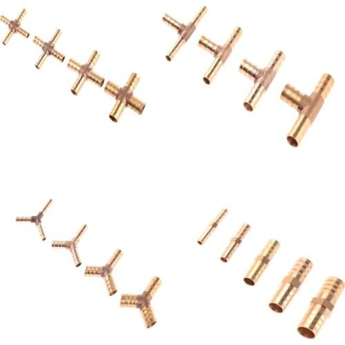 Brass Splicer Pipe Fitting Straight/Tee/Y/Cross Type Hose Barb 4mm-19mm Copper Barbed Connector Joint Coupler Adapter