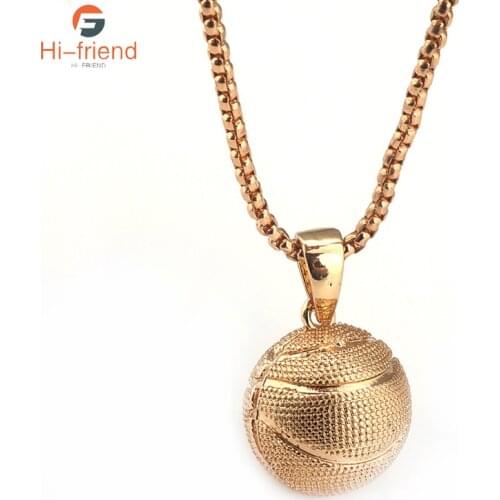 Fashion Creativity 2021 Trend 3D Basketball Necklace High Quality Metal Pendant School Sports Competition Reward Jewelry