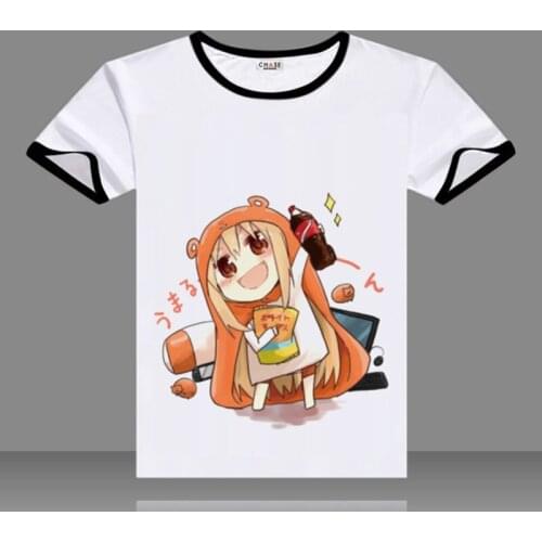 Cartoon Himouto! Umaru-chan T-shirts Black O-Neck Short Sleeve Tops Cute Doma Umaru Printed Fashion Tees for Summers