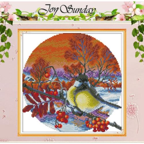 Little Bird And Hawthorn Pattern Counted 11CT 14CT Animal Cross Stitch Set DIY Cross-stitch Kit Embroidery Needlework Home Decor