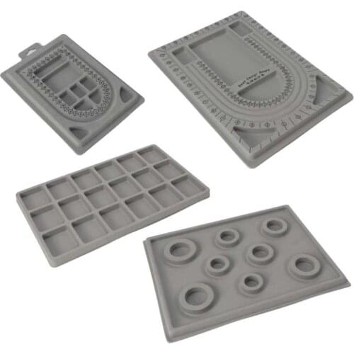 4Pcs Gray Flock Beads Tray Design Boards Kit DIY Beading Bracelet Jewelry Tools
