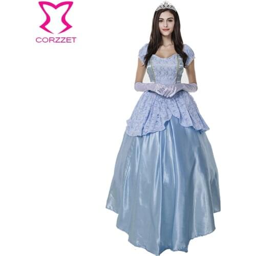 New Movie Cinderella Princess 2015 Cinderella Dress For Adult Women Blue Deluxe Dinderella Cosplay Costume Girl Wedding Dress
