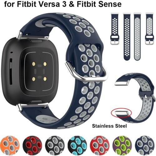 New Wrist Strap For Fitbit Versa 3 Smart Watch Band for Fitbit Sense Wristband Sport Soft Silicone Correa with Metal Buckle