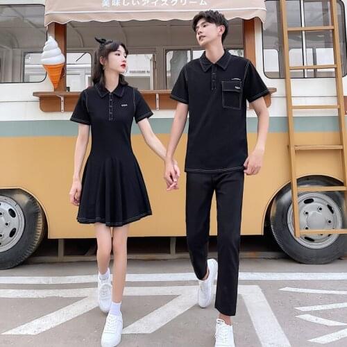 Couples wear summer 2021 new French black dress couples clothes couples clothing