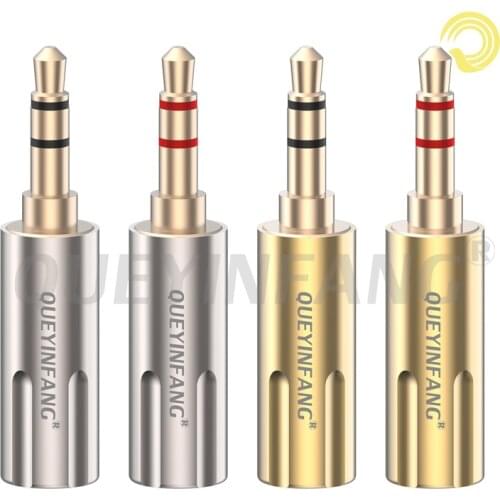 QUEYINFANG 3.5mm Wire Connector Stereo Audio Plug 3-Pole Gold-plated Earphone Adapter 3.5mm 3 Poles Male Plug