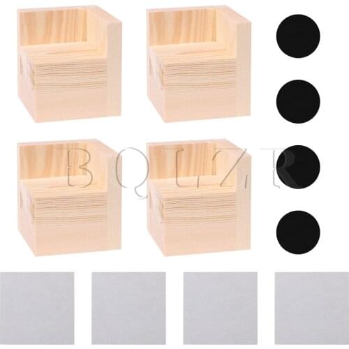 BQLZR Semi-closed L-shaped Wood Table Desk Bed Riser Lift Furniture Lifter Storage for 6x6cm Feet Up to 5CM Lift Pack of 4