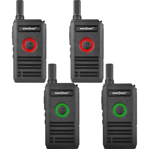4Pcs/lot Mini walkie talkies Portable Ultra Slim Double PTT UHF 400-470MHz 16CH 2W Two way radio breathing Light SOCOTRAN SC-600