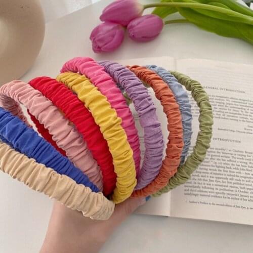 Korea cute hit color girl fold bubble headband girls color hair accessories headdress spring and summer retro wild headband