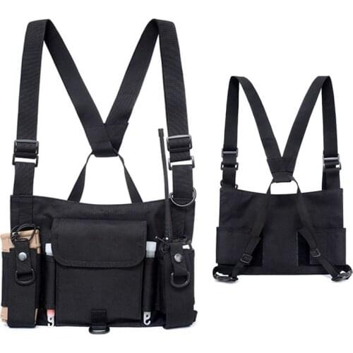 Adjustable Tactical Chest Rig Bag Radio Harness Chest Front Pack Pouch Holster Military Vest Chest Waist Radio Pocket Nylon