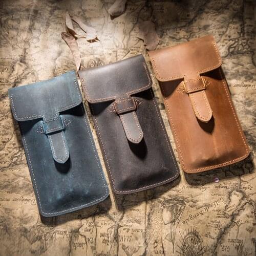 Retro 100% Geniues Cowhide Leather Pen Bag Handmade Pencil Case Small Pencil Pouch Cute Penciles Pouch