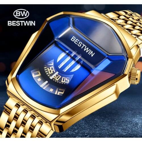 Top Luxury Brand BESTWIN Stainless Steel Sports Watch for Men Waterproof Quartz Watches Casual Male Clock Relogio Masculino