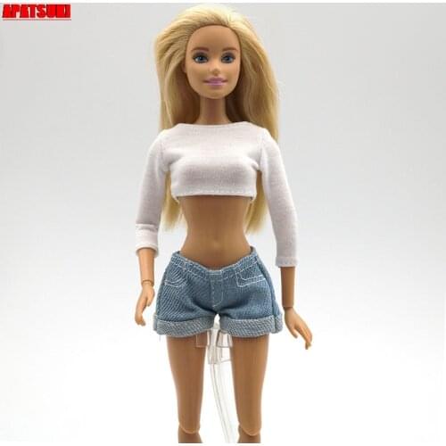 Sexy White Long Sleeve Shirts Short Crop Tops For Barbie Doll Clothes Fashion Outfits 1/6 Dolls Accessories Dollhouse Kids Toys