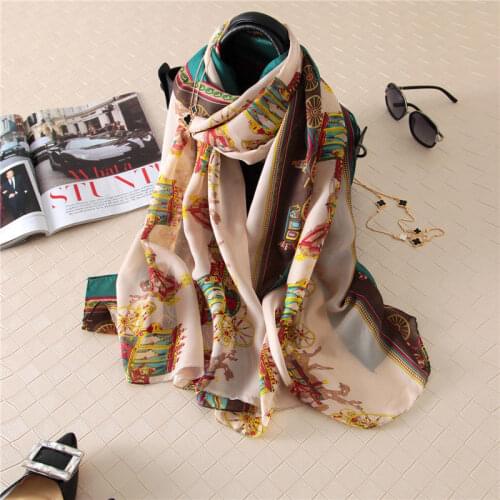 2018 new ladies scarf summer horse silk scarf spring and autumn wild oversized shawl Europe and America wild beach towel