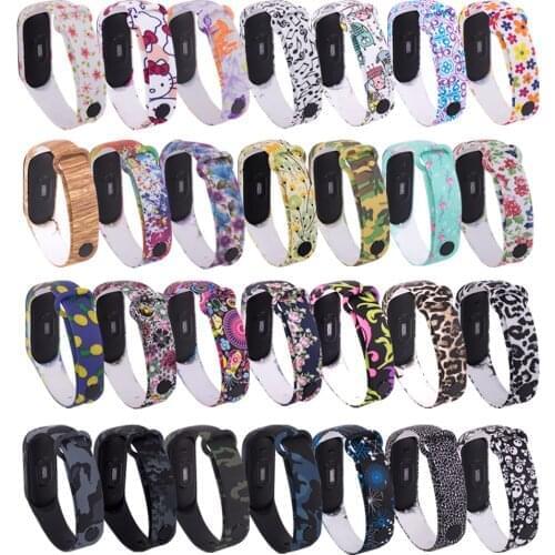 For Mi Band 4 Strap Replacement Bracelet for Xiaomi miband 3 4 Universal silicone Colorful flowers wrist strap for mi3 belt