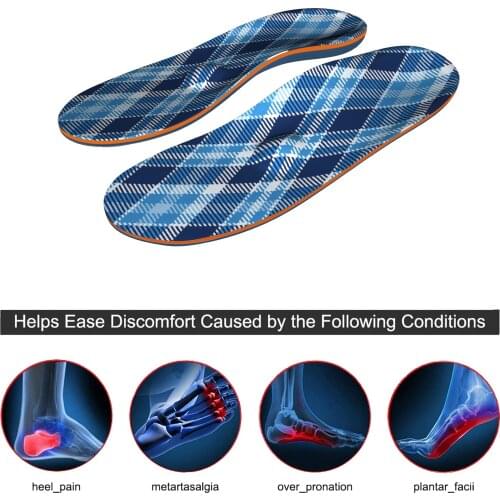 Blue Stripe Plantar Fasciitis Feet Insoles Orthotic Inserts High Arch Support Relieve Flat Feet Orthopedic Shoes For Women