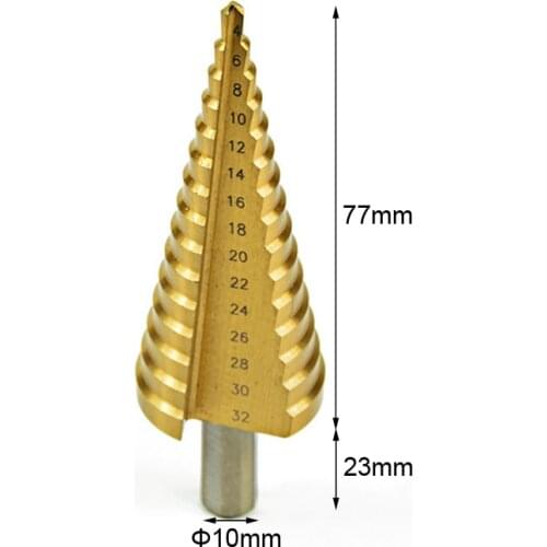 Step drill bit 32mm Triangle auger drill 4-32mm Triangular shank drill Straight flute step triangular pagoda shape
