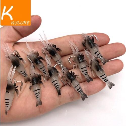 Luminous Shrimp Silicone Artificial Bait Simulation Soft Prawn With Hooks Carp Wobbler For Fishing Tackle/Lure/Accessories Sea