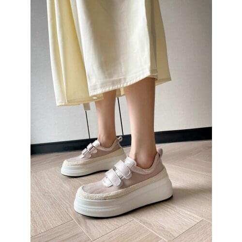 EshtonShero Wedge High Heels Pumps Women Platform Leather Pumps Hook&Loop Shoes Female Fashion Round Toe Spring Summer Shoes