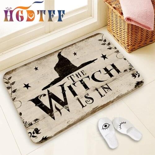 Halloween Decoration for Home Bathroom Mat The Witch Is In Pattern Mat Halloween Carpet for Bedroom Kitchen Party Decoration