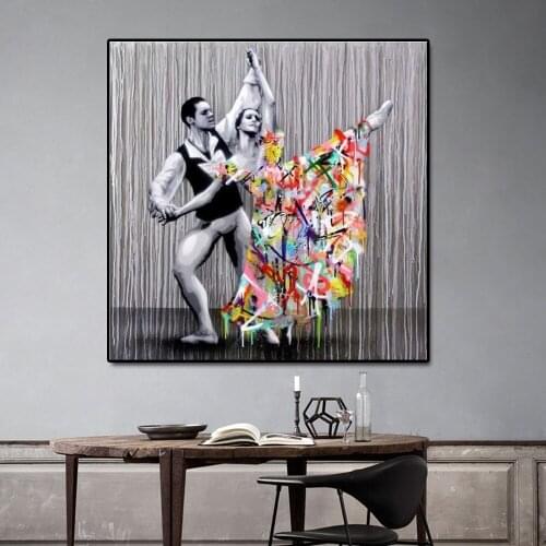 Street Graffiti Art Canvas Paintings " Two Dancer" Posters and Prints Wall Art Picture for Living Room Home Cuadros Decoration