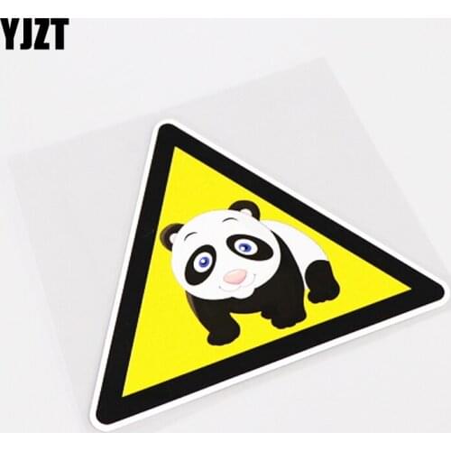 YJZT 13.8CM*11.5CM Cartoon Fun Panda Warning Mark Decoration Car Sticker Decal PVC Graphical 13-0944