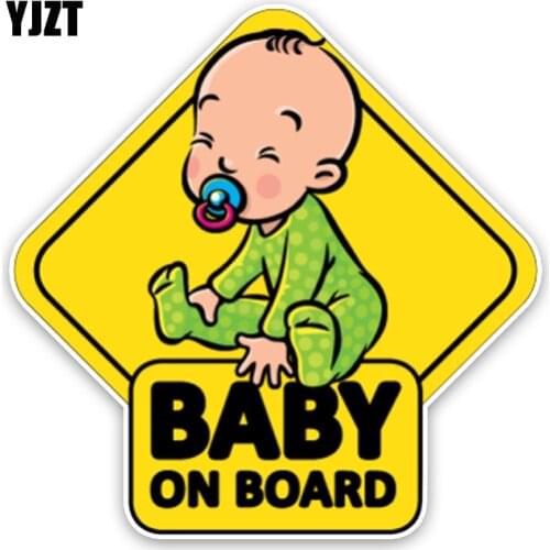 YJZT 14.7*14.7CM Car Sticker Lovely Cartoon BABY ON BOARD Colored Graphic Decoration C1-5589