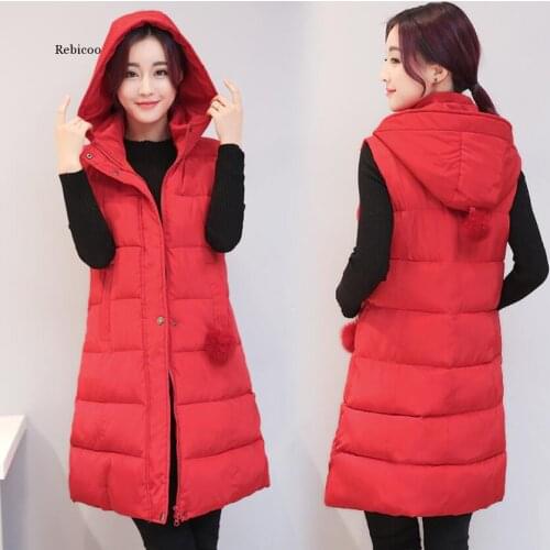 Women Fashion Outerwear Sleeveless Hooded Jackets Cotton-padded Print Coats Quilted Cotton Vest Outerwear