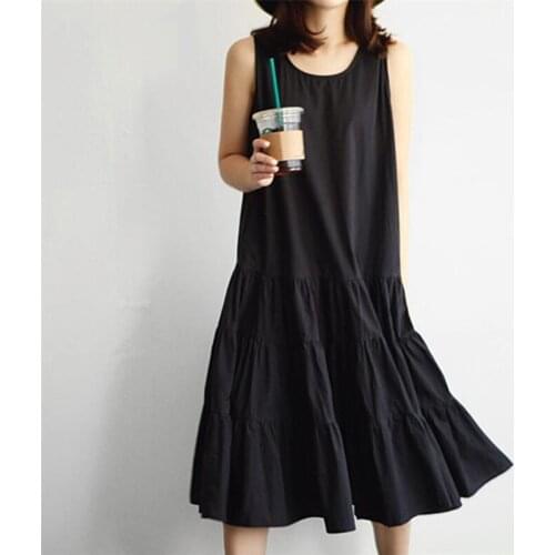 Plus Size M-6XL 7XL 2020 Summer Dress Women Sleeveless Sweet Style Work Street Dress Sundress Casual Ruffles Dresses Vestidos