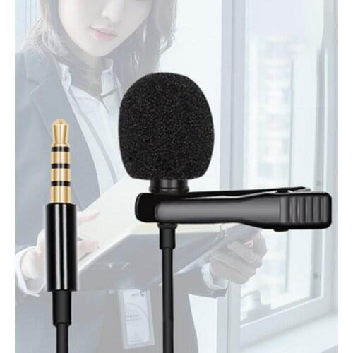 1.5M 3.5mm Wired Lavalier Microphone Adjustable Clip-on Microphone Hands-free Speaking Suitable for Mobile Phone PC Recording
