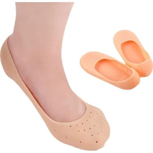 1 Pair Silica Gel Foot Cover Men Women Silicone Boat Socks Foot Cover Crack Prevention Anti-heel Pain Protector