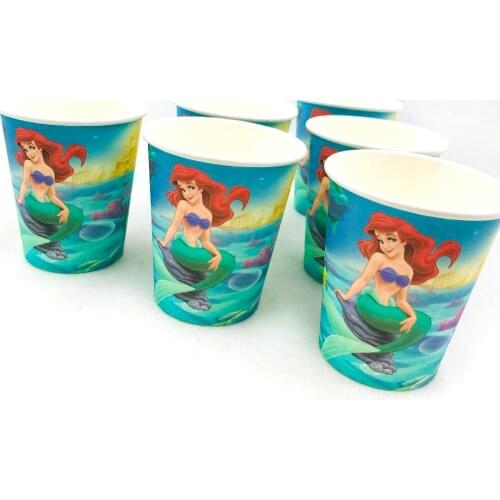 10pcs/set Mermaid Cup Cartoon Theme Party For Children/Boys Happy Birthday Decoration Theme Party Supplies Festival Favors