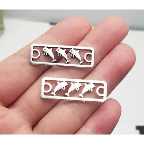 25pcs/lot--34x12mm, Antique Silver plated Dolphin connector charms ,DIY supplies, Jewelry accessories