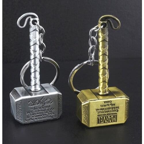 4 styles gold silver color retro Thor Hammer Metal Keychain Men Women Car Keyring Movie Fans Accessories