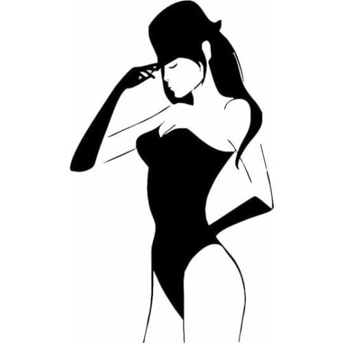 9.2*15.6CM Fashion Cool Girl Good Quality Popular Design Style Black/Silver Vinyl Decals Covering The Body C20-0362