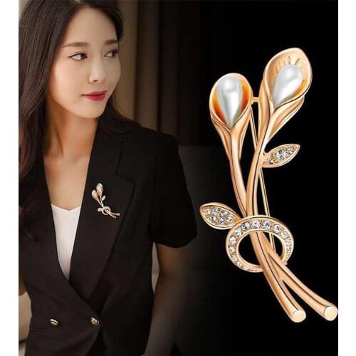 Tulip Brooch Fashion Women Jewelry Accessories Alloy Pins And Brooches Female Clothing Pin Rhinestone Jewelry
