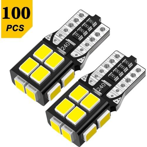 AUXITO 100Pcs T10 W5W LED Lights Canbus Error Free 194 168 Auto Interior Lamp License Number Plate Parking Side Position Light